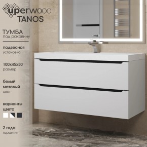 Тумба под раковину Uperwood Tanos 100 см, подвесная, белая/графит в Когалыме - kogalym.mebel24.online | фото 3