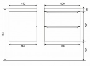 Тумба под раковину Uperwood Tanos 60 см, подвесная, белая/графит в Когалыме - kogalym.mebel24.online | фото 6