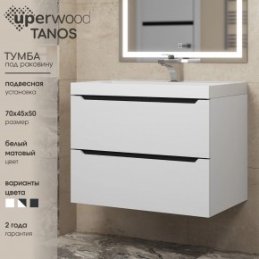 Тумба под раковину Uperwood Tanos 70 см, подвесная, белая/графит в Когалыме - kogalym.mebel24.online | фото 3