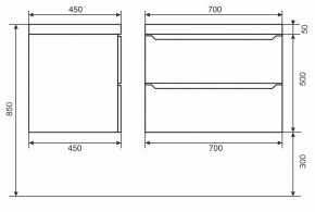 Тумба под раковину Uperwood Tanos 70 см, подвесная, черная матовая в Когалыме - kogalym.mebel24.online | фото 6
