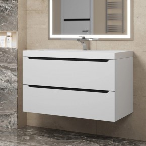 Тумба под раковину Uperwood Tanos 90 см, подвесная, белая/графит в Когалыме - kogalym.mebel24.online | фото