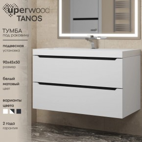 Тумба под раковину Uperwood Tanos 90 см, подвесная, белая/графит в Когалыме - kogalym.mebel24.online | фото 3