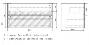 Тумба под раковину Uperwood Tanos 90 см, подвесная, белая/графит в Когалыме - kogalym.mebel24.online | фото 7