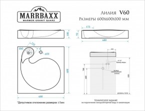 Умывальник над стиральной машиной (600*600х100) Лилия V60 (белый) с кронштейном без сифона (V60) в Когалыме - kogalym.mebel24.online | фото 2