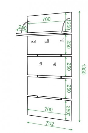 Вешалка настенная Домино нельсон СТ-50 в Когалыме - kogalym.mebel24.online | фото 2